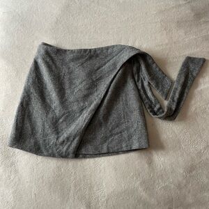 Wilfred Aritzia | Gray Chevron Wrap Mini Skirt